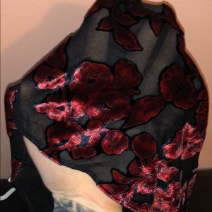 Sheer vintage tank with velvet roses